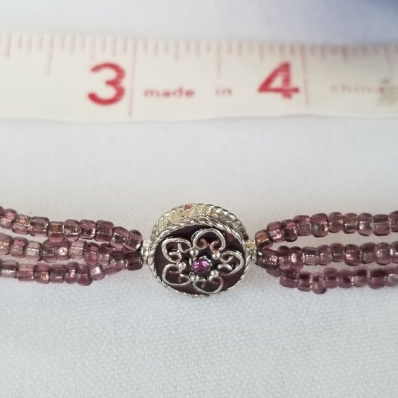 Purple Seed Bead & Wire Bracelet - Picture 8 of 11